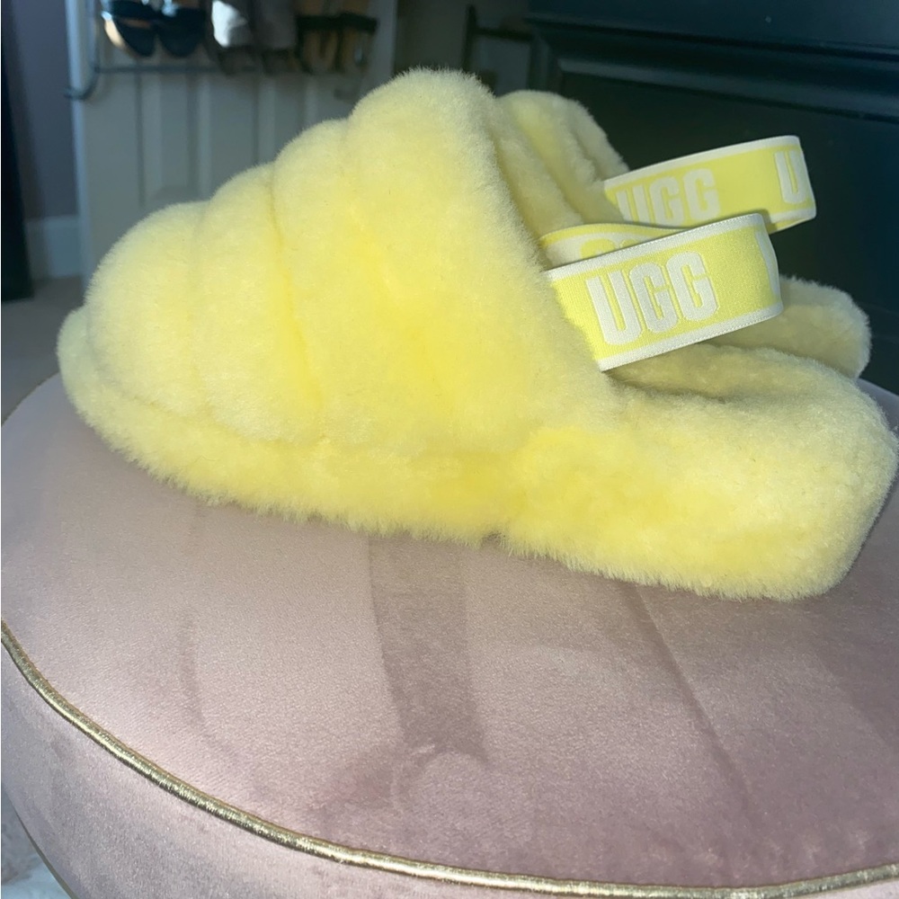 UGG Yellow Fluffy Slippers